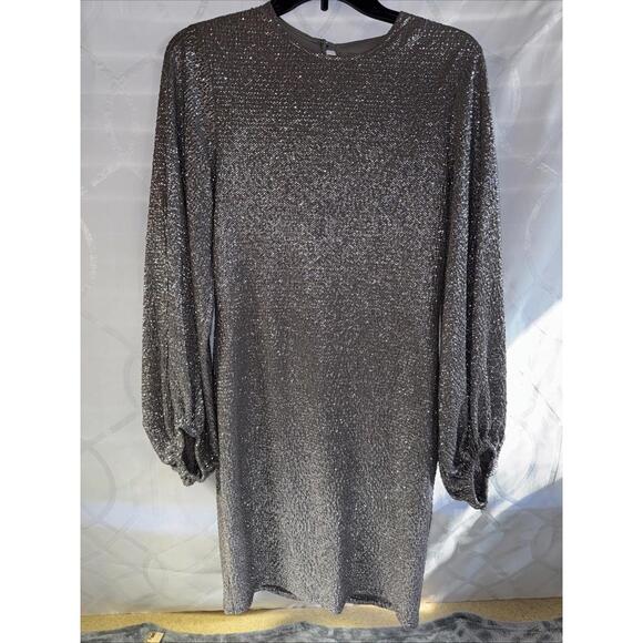 Caramela Dresses & Skirts - Caramela Sequin Cocktail Dress Silver, Fully Lined, Size M Never Worn !